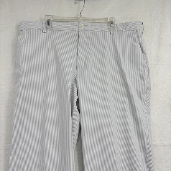Nike Golf Pants Mens Size 40 x 32 White Gray Stripe Waist Grip Stretch Dri-Fit - Picture 2 of 13